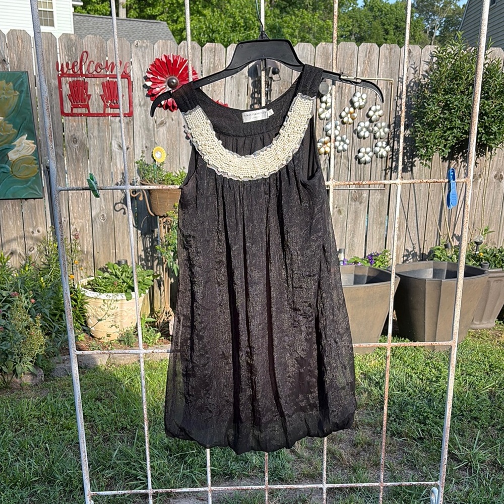 Black Sleeveless Sundress with Bib Collar